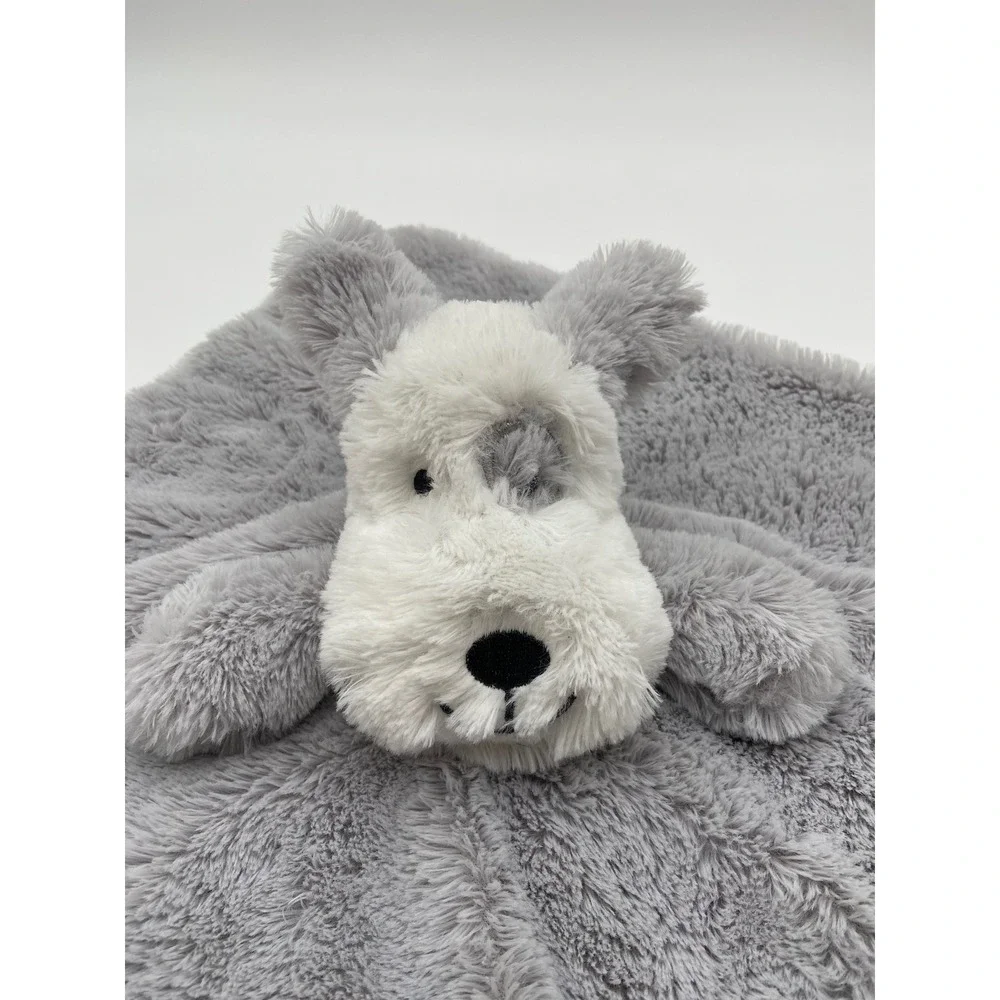 Oobles Dog Security Blanket Lovey Gray White Faux Fur Puppy Plush Snuggler 05801